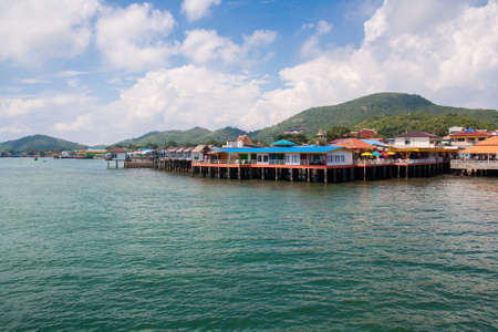 Fishing village on The clear skyの写真素材