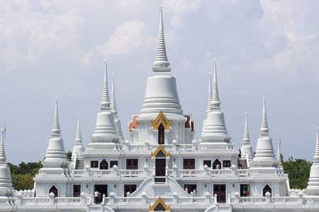 Temple with large white pagodaの写真素材