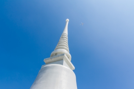 Temple with large white pagodaの写真素材
