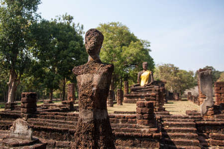 Ancient Buddha images in temple , Kamphaeng Phetの写真素材