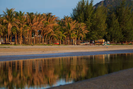 Atmospheric beach the morning , Prachuap Khiri Khan, Thailandの写真素材