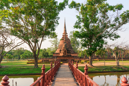 Old pagoda in Sukhothai Province of Thailandの写真素材