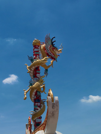 Dragon pole in the templeの写真素材