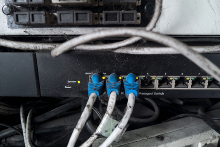 The old Ethernet cable connecting server