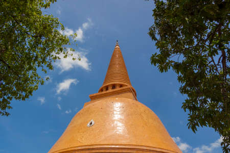 Golden stupa in Nakhon Pathom province of Thailandの写真素材