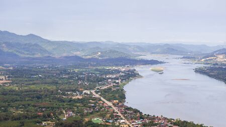 Landscape Mekong River in the morning of Thailandの写真素材