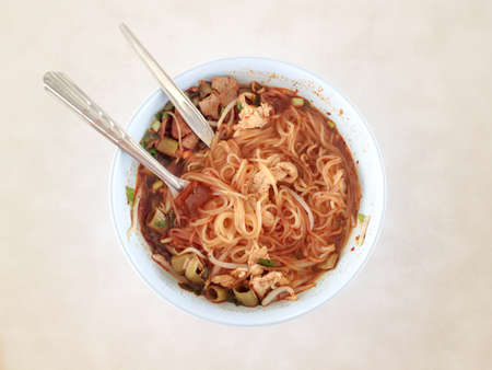 The Spicy noodles , Thailand delicious taste foodの写真素材
