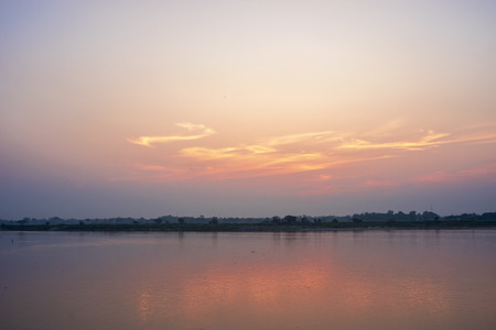 Morning in the Mekong River of Thailandの写真素材