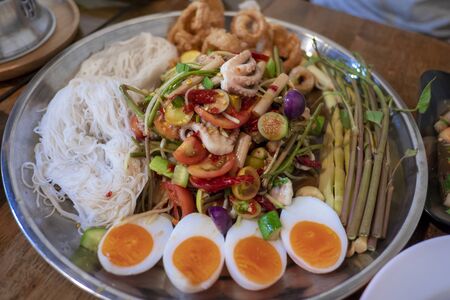 Papaya salad , Thai food is delicious and spicyの写真素材
