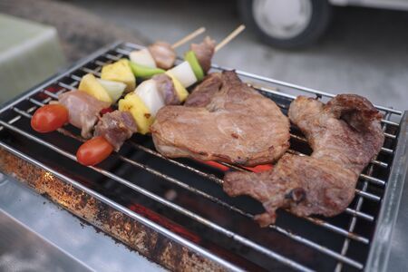 tasty slice grilled pork , thai food