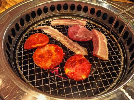 Slice pork belly and cutting , Streaky porkの写真素材