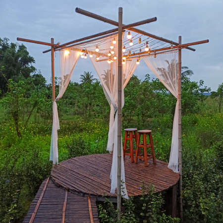 Seats to relax in the gardenの写真素材