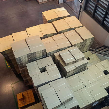 Warehouse Interior with Goods and Container Package Boxes