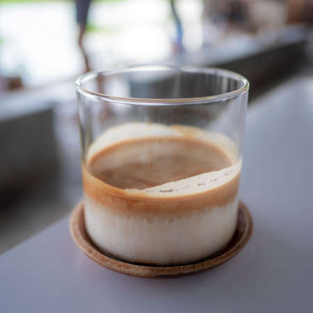 Close up white coffee cup