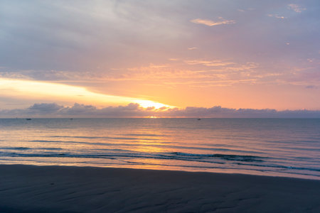 morning beach Pranburi District of Thailandの写真素材