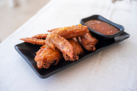 fried chicken wings appetizers that are crispy and deliciousの写真素材