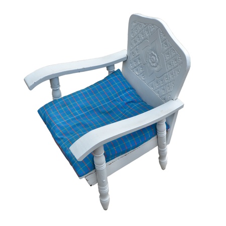 Classic blue chair on a white backgroundの写真素材