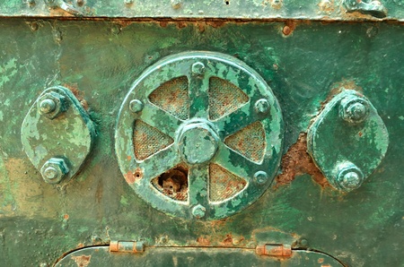 The old iron railway locomotive wheels.の写真素材