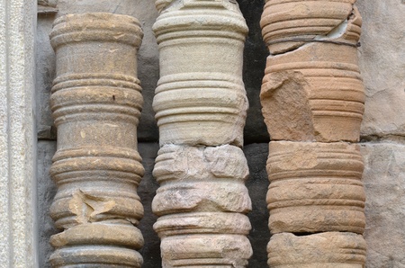 part of old stone castle in thailandの写真素材