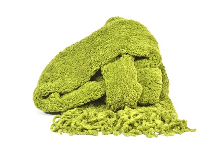 green cotton scarf isolated on a backgroundの写真素材