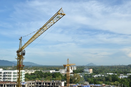 Crane and building working progressの写真素材