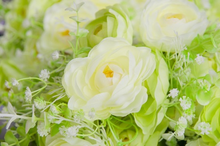 Artificial rose flowers mixed bouquetの写真素材