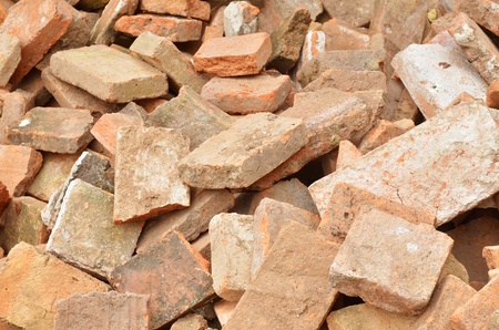 aged brick wall for constructionの写真素材