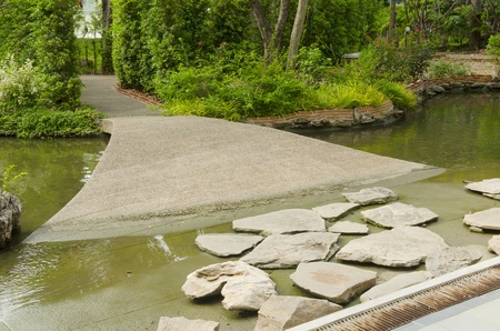 Stone way in a Lush Green Park