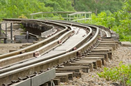 Abstract view of railroad turnoutの写真素材