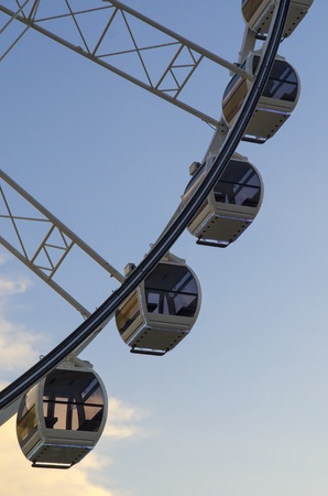 Beautiful large Ferris wheel. And the blue sky.の写真素材