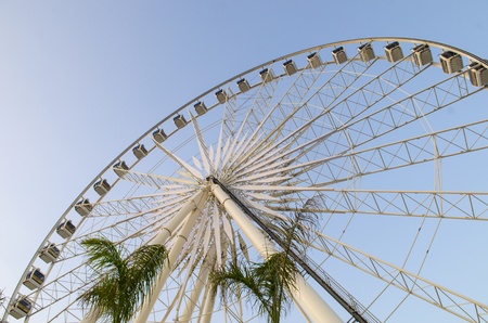 Beautiful large Ferris wheel. And the blue sky.の写真素材