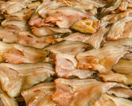 Dried tasty fish lies in the market, Thailand
