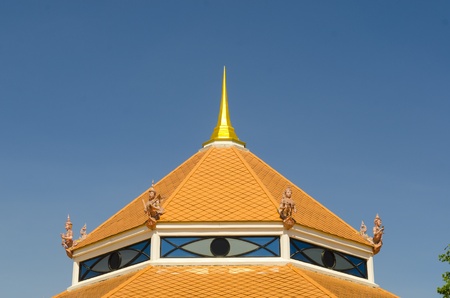 Gable apex on the roof in templeの写真素材