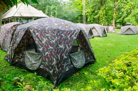 Tent camping in a campground in Thailand national parkの写真素材