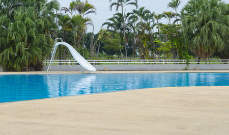 Swimming pool with stair at hotel close upのeditorial素材