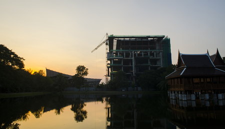 Sunset at the construction site. Please see similar images in my portfolio.の写真素材