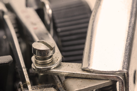 Close up of antique typewriter typebars with focus on the at symbol, great concept for blogs,...