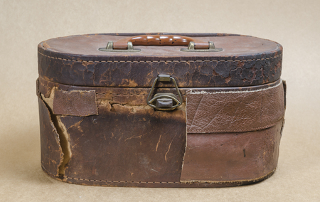 Vintage brown leather bag の写真素材