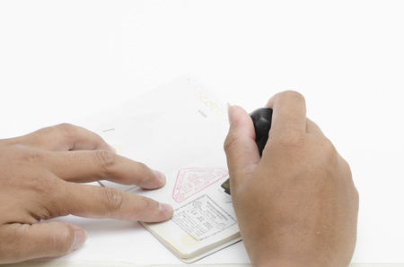 passport pages and immigration stampの写真素材