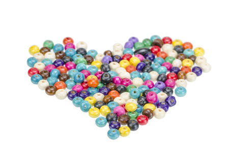 Colorful wooden beads isolated on white backgroundの写真素材