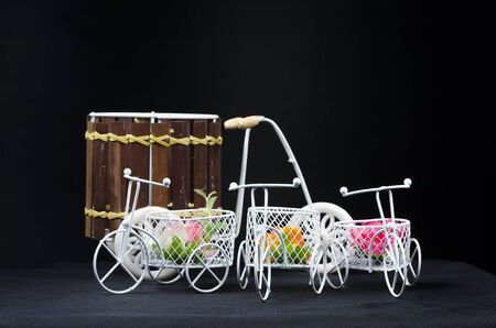 Bicycle toys with light and the scene is black isolated
