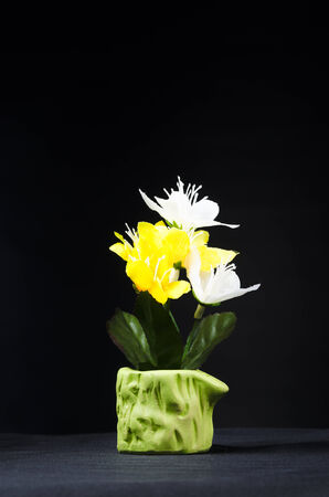 Bouquet flowers isolated on blackの写真素材