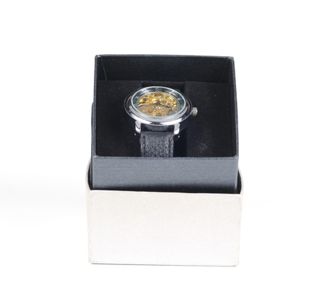 Men's wristwatch isolated on white backgroundの写真素材