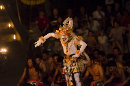 BALI, INDONESIA - JUNE 14: Presentation of traditional balinese Women Kecak Fire Dance on JUNE 14, 2014 on Bali. Kecak (also known as Ramayana Monkey Chant) is very popular cultural show on Bali.のeditorial素材