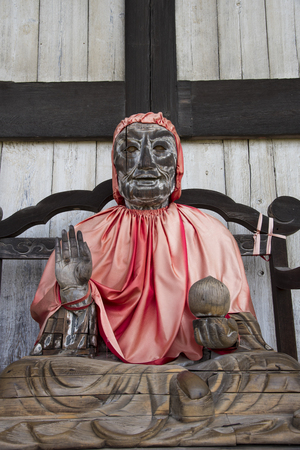 Ancient wooden Buddha statue in Nara (Todai-ji temple)のeditorial素材