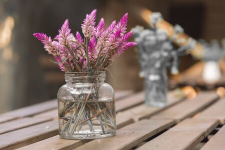 vintage flower on dining tableの写真素材