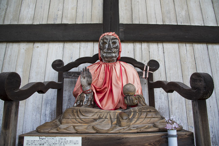 Ancient wooden Buddha statue in Nara (Todai-ji temple)のeditorial素材