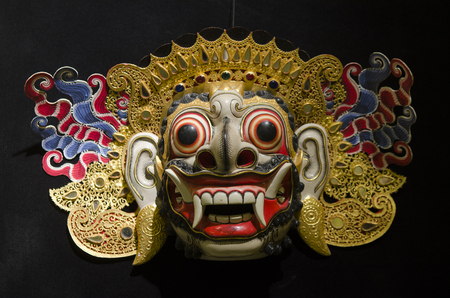 Wooden Barong mask from Tegallalang in Bali, Indonesiaの写真素材