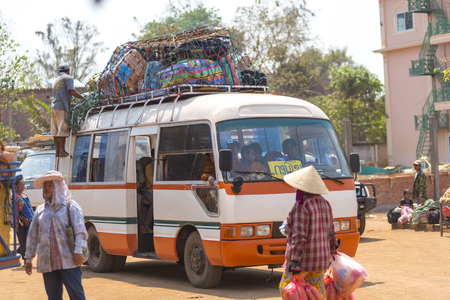 November 1 ,2015 - A typical local bus in Laos ,Pak Se ,Laos.のeditorial素材