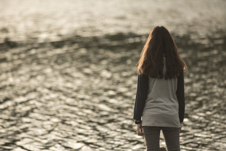 alone in nature sunsetの写真素材